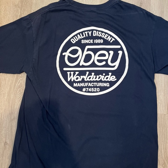 OBEY Navy Shirt | Size Large - Picture 4 of 4